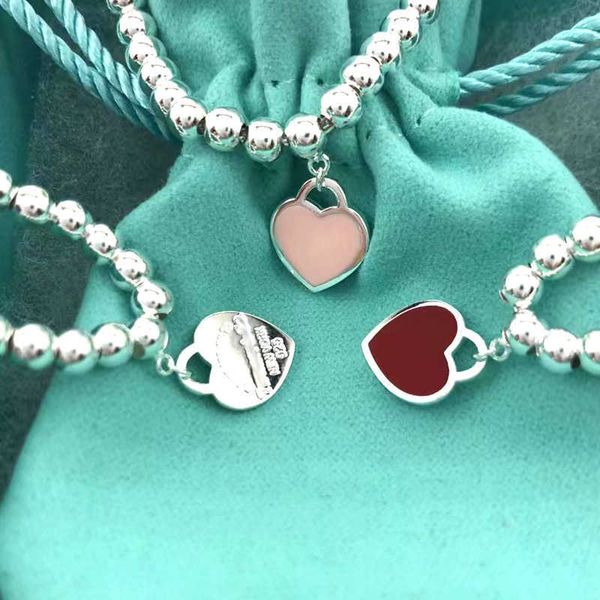high-quality tiffay s925 sterling silver love bracelet heart-shaped blue heart pink round beads simple versatile bracelet enamel heart top, Black
high-quality tiffay s925 sterling silver love bracelet heart-shaped blue heart pink round beads simple versatile bracelet enamel heart top, Black