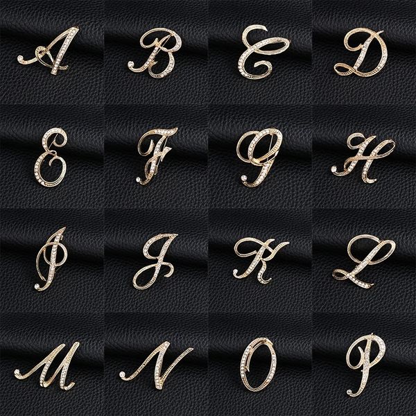 26 initial letters a to z crystal brooch pins for women men jewelry gold color plated brooches suit shirt collar accessories, Gray
26 initial letters a to z crystal brooch pins for women men jewelry gold color plated brooches suit shirt collar accessories, Gray