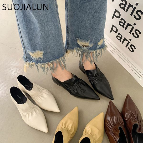 dress shoes suojialun 2023 spring women flat fashion pleated pointed ladies slip on loafer soft leather zapatos mujer 230224, Black
dress shoes suojialun 2023 spring women flat fashion pleated pointed ladies slip on loafer soft leather zapatos mujer 230224, Black