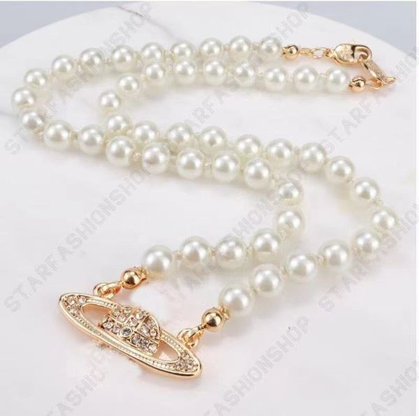 saturn necklaces choker pearl beaded diamond tennis necklace woman silver chains vintage trendy style desigenr with box, Golden;silver 
saturn necklaces choker pearl beaded diamond tennis necklace woman silver chains vintage trendy style desigenr with box, Golden;silver