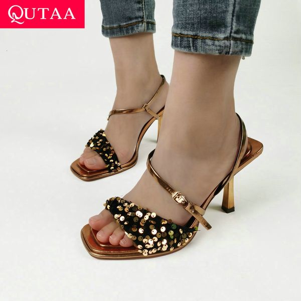 sandals qutaa women thin high heels platforms shoes ankle strap sequined woman summer party square toe pumps 3443 230224, Black
sandals qutaa women thin high heels platforms shoes ankle strap sequined woman summer party square toe pumps 3443 230224, Black