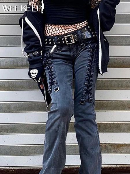 women's jeans weekeep gothic skinny leg women punk style lace up low waist fashion denim pencil pants y2k dark aesthetic trousers casua, Blue
women's jeans weekeep gothic skinny leg women punk style lace up low waist fashion denim pencil pants y2k dark aesthetic trousers casua, Blue