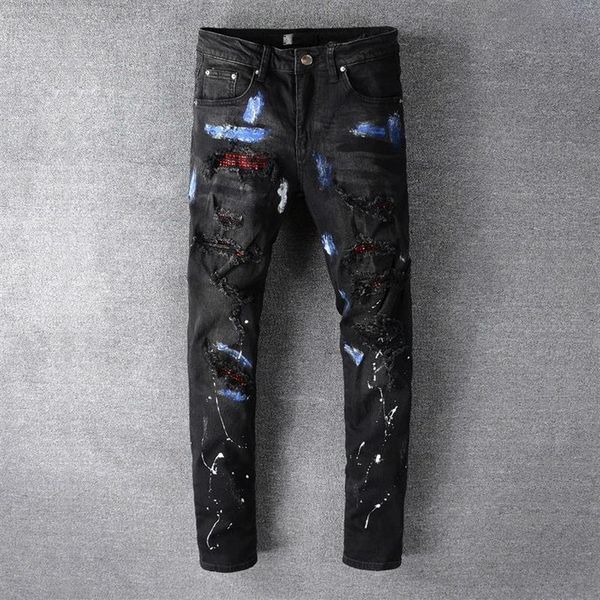 high street fashion brand black hole patch red diamond elastic slim leg jeans pantalon homme bootcut jeans for men hombre326z, Blue
high street fashion brand black hole patch red diamond elastic slim leg jeans pantalon homme bootcut jeans for men hombre326z, Blue