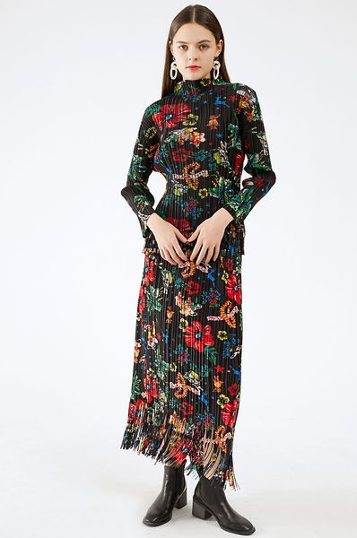 new spring women's two piece dress vintage comfortable casual printed pleated skirt suit, White
new spring women's two piece dress vintage comfortable casual printed pleated skirt suit, White