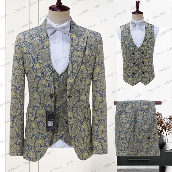 men s tracksuits 2023 luxury wedding tuxedo for groom slim fit men suits blue yellow printed lapel costume homme 3 pcs set blazer vest pants, Gray
men s tracksuits 2023 luxury wedding tuxedo for groom slim fit men suits blue yellow printed lapel costume homme 3 pcs set blazer vest pants, Gray