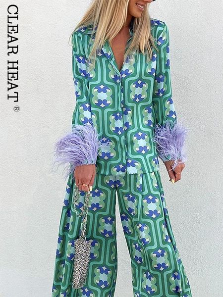 women's two piece pants women floral print cuff with feathers blouses wide leg pants suits vintage button up shirts female trousers set, White
women's two piece pants women floral print cuff with feathers blouses wide leg pants suits vintage button up shirts female trousers set, White
