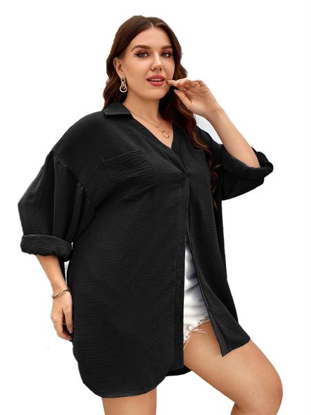 women's plus size t-shirt plus size spring autumn elegant long sleeve blouse women solid black casual button front business shirt large
women's plus size t-shirt plus size spring autumn elegant long sleeve blouse women solid black casual button front business shirt large