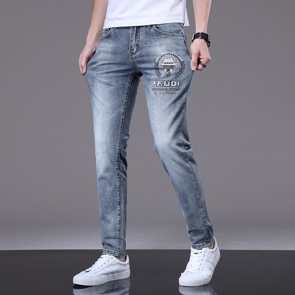 men's jeans spring summer thin slim fit european american high-end brand small straight double f pants kf7528-2, Blue
men's jeans spring summer thin slim fit european american high-end brand small straight double f pants kf7528-2, Blue