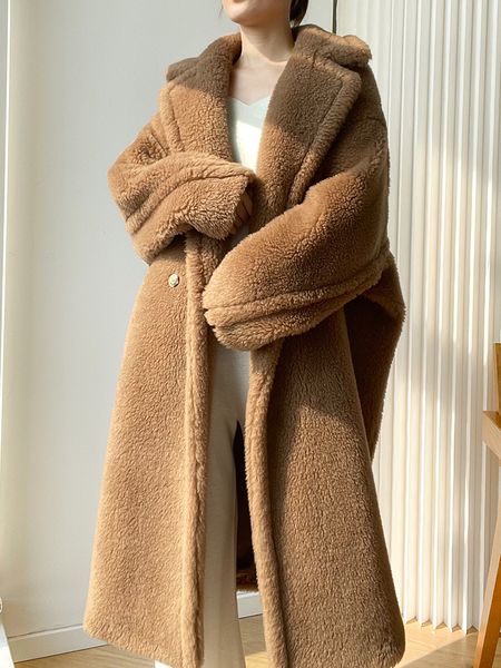 women's wool blends winter teddy bear fur coat women's alpaca highend profile midlength women camel 230223, Black
women's wool blends winter teddy bear fur coat women's alpaca highend profile midlength women camel 230223, Black