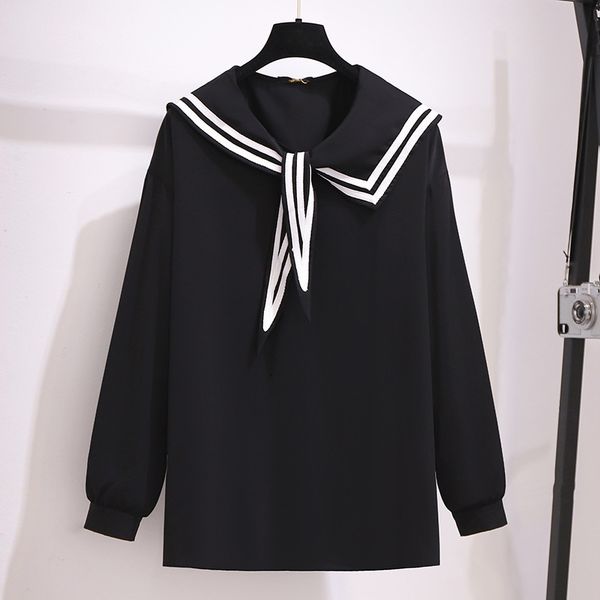 women's plus size t-shirt 150kg plus size spring sailor collar chiffon shirt bust 158cm 5xl 6xl 7xl 8xl 9xl loose simple long-sleeved s, Black
women's plus size t-shirt 150kg plus size spring sailor collar chiffon shirt bust 158cm 5xl 6xl 7xl 8xl 9xl loose simple long-sleeved s, Black