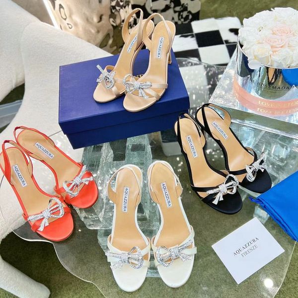 aquazzura designers sandals for womens satin fashion bow wedding dress shoes crystal embellished rhinestone heels stiletto heel ankle strap, Black
aquazzura designers sandals for womens satin fashion bow wedding dress shoes crystal embellished rhinestone heels stiletto heel ankle strap, Black