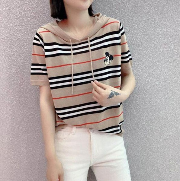 big brand sense khaki stripe polo sweaters hooded shirt womens new spring and summer knitted thin versatile t-shirt sweater ins, White;black
big brand sense khaki stripe polo sweaters hooded shirt womens new spring and summer knitted thin versatile t-shirt sweater ins, White;black