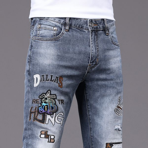 men's jeans spring summer thin slim fit european american high-end brand small straight double f pants kf7525-2, Blue
men's jeans spring summer thin slim fit european american high-end brand small straight double f pants kf7525-2, Blue