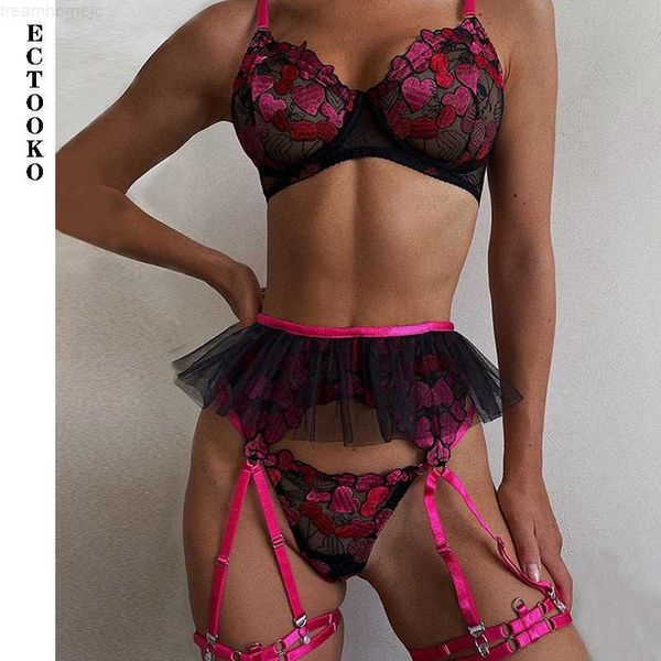 ectooko 2022 4-pieces transparent erotic lingerie heart-shaped embroidery bra ruffled garters seamless women' underwear 0224, Red;black
ectooko 2022 4-pieces transparent erotic lingerie heart-shaped embroidery bra ruffled garters seamless women' underwear 0224, Red;black