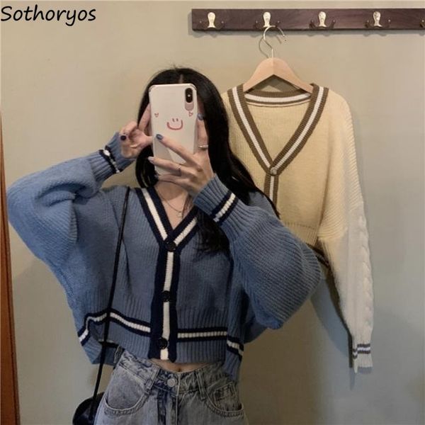 women's knits tees women cardigan striped v-neck elegant autumn females outwear street single breasted crop leisure chic korean style s, White
women's knits tees women cardigan striped v-neck elegant autumn females outwear street single breasted crop leisure chic korean style s, White
