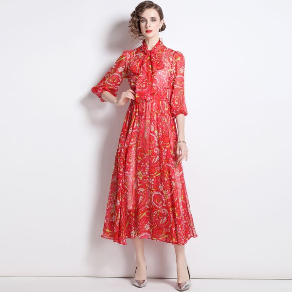 2023 summer print chiffon maxi dress 3/4 sleeve robe women designer ribbon bow slim holiday red long dresses for special occasion ladies clu, Black;gray
2023 summer print chiffon maxi dress 3/4 sleeve robe women designer ribbon bow slim holiday red long dresses for special occasion ladies clu, Black;gray