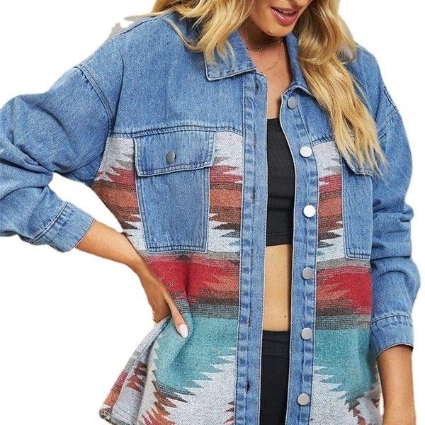women's jackets long sleeve geometric denim lapel button pocket jacket 230223, Black;brown
women's jackets long sleeve geometric denim lapel button pocket jacket 230223, Black;brown