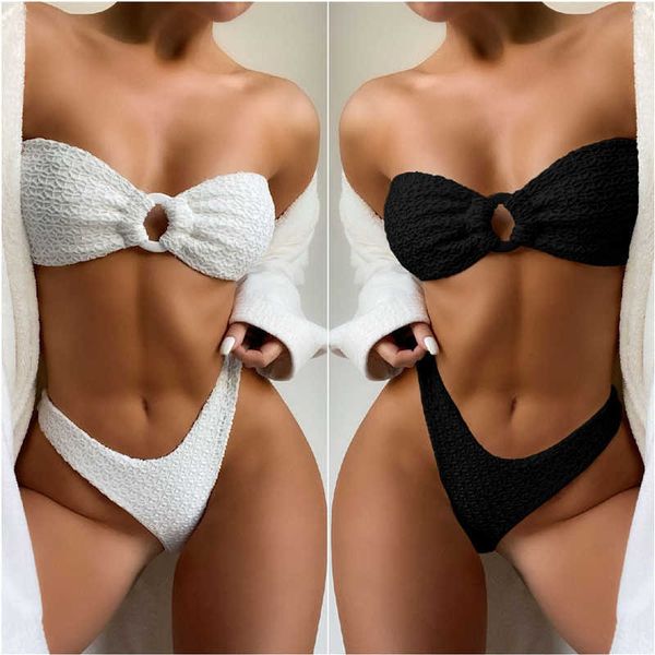 women's swimwear women's two pieces bikini set sleeveless front circle knot bra with pad bikini bottom sml z0223, White;black
women's swimwear women's two pieces bikini set sleeveless front circle knot bra with pad bikini bottom sml z0223, White;black