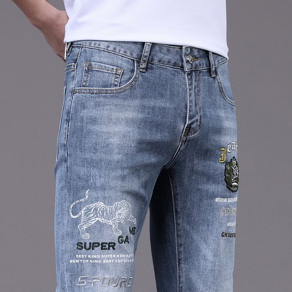 men's jeans spring summer thin slim fit european american high-end brand small straight double f pants kf7523, Blue
men's jeans spring summer thin slim fit european american high-end brand small straight double f pants kf7523, Blue