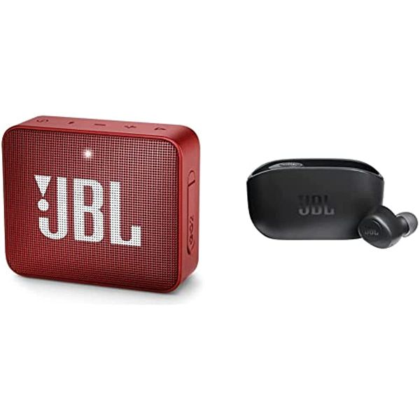 jbl go2 - waterproof ultra portable bluetooth speaker - red & vibe 100 tws - true wireless in-ear headphones - black
jbl go2 - waterproof ultra portable bluetooth speaker - red & vibe 100 tws - true wireless in-ear headphones - black