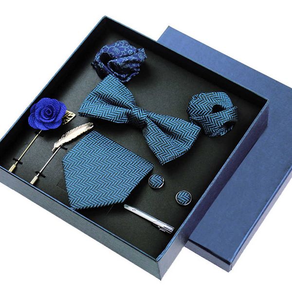 neck ties fashion brand men's tie set gift box bowtie pocket squares brooch cufflinks 8pcs suit for men business necktie wedding party, Blue;purple
neck ties fashion brand men's tie set gift box bowtie pocket squares brooch cufflinks 8pcs suit for men business necktie wedding party, Blue;purple