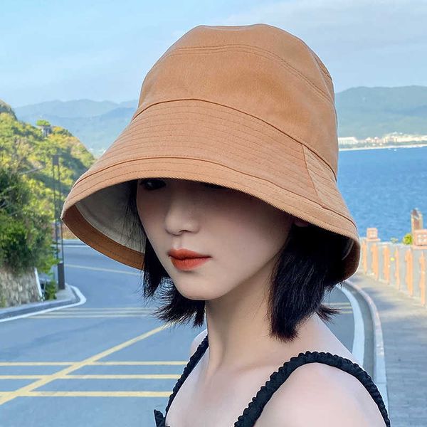 wide brim hats fashion summer small brim bucket hat women reversible fisherman hats panama anti-sunburn caps ladies outside hip hop hat blac, Blue;gray