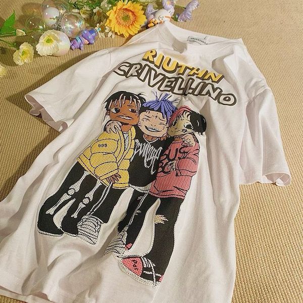 women's tshirt summer cotton american street hip hop cartoon trend couple outfit all match loose student ins short sleeved y2k tshirt 2, White
women's tshirt summer cotton american street hip hop cartoon trend couple outfit all match loose student ins short sleeved y2k tshirt 2, White