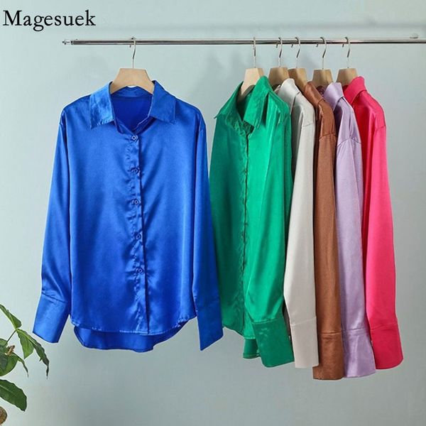women's blouses shirts vintage blue green silk shirt women elegant satin long sleeve blouses women casual loose button up female shirts, White
women's blouses shirts vintage blue green silk shirt women elegant satin long sleeve blouses women casual loose button up female shirts, White
