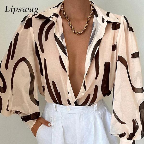 women's blouses shirts fashion lapel single-breasted loose blouse summer tulle long lantern sleeve shirts women elegant print mesh chif, White
women's blouses shirts fashion lapel single-breasted loose blouse summer tulle long lantern sleeve shirts women elegant print mesh chif, White