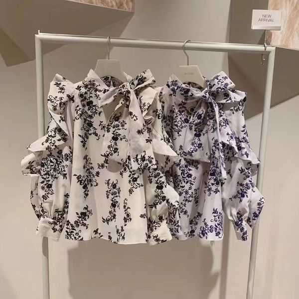 women's blouses shirts kuzuwata vintage blusas mujer de moda stand neck bandage bowknot blouses japanese ruffles long sleeve flower pri, White
women's blouses shirts kuzuwata vintage blusas mujer de moda stand neck bandage bowknot blouses japanese ruffles long sleeve flower pri, White