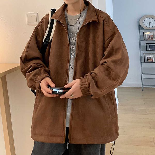 suede winter coat men's spring autumn fashion brand plush upper garment baseball suit pishuai new boys jacket y8m5y8m5, Black;brown
suede winter coat men's spring autumn fashion brand plush upper garment baseball suit pishuai new boys jacket y8m5y8m5, Black;brown
