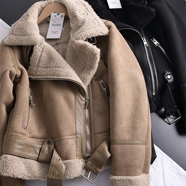women's jackets ailegogo winter women thick warm suede lamb jacket short motorcycle brown coats faux shearling sheepskin leather jacket, Black;brown
women's jackets ailegogo winter women thick warm suede lamb jacket short motorcycle brown coats faux shearling sheepskin leather jacket, Black;brown