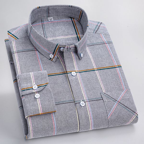 men's casual shirts cotton oxford plaid business checked long sleeve button down collar male easy care spring 230224, White;black
men's casual shirts cotton oxford plaid business checked long sleeve button down collar male easy care spring 230224, White;black