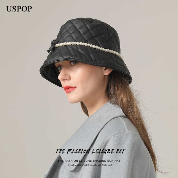 wide brim hats uspop brand designer black plaid pu bucket hats casual women winter pearl warm hats p230327, Blue;gray
wide brim hats uspop brand designer black plaid pu bucket hats casual women winter pearl warm hats p230327, Blue;gray