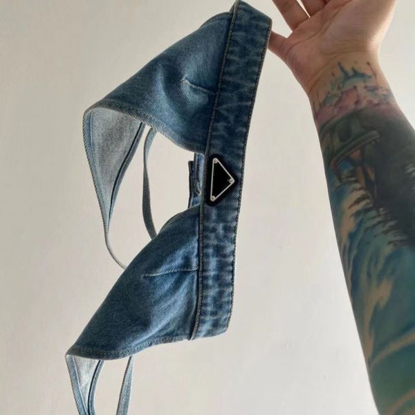 women's designer vest t-shirt underwear can be outworn metal triangle badge deep v denim suspender tube women's clothing, White
women's designer vest t-shirt underwear can be outworn metal triangle badge deep v denim suspender tube women's clothing, White