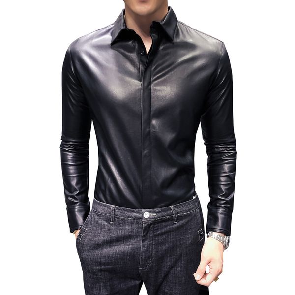 men's casual shirts autumn and winter m4xl men's lapel leather jacket trend slim nightclub black shirt 230224, White;black
men's casual shirts autumn and winter m4xl men's lapel leather jacket trend slim nightclub black shirt 230224, White;black