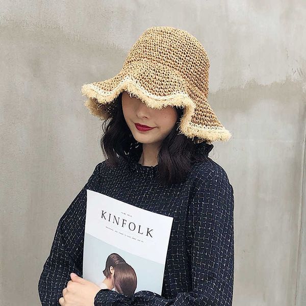 wide brim hats hat female summer korean style versatile raffia hat female frayed temperament bucket hat foldable sun protection sun hat tide, Blue;gray
wide brim hats hat female summer korean style versatile raffia hat female frayed temperament bucket hat foldable sun protection sun hat tide, Blue;gray