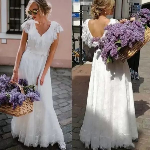 2023 boho beach wedding dresses bridal gown lace v neck sleeveless a line simple sash garden plus size custom made garden beach vestido de n, White
2023 boho beach wedding dresses bridal gown lace v neck sleeveless a line simple sash garden plus size custom made garden beach vestido de n, White