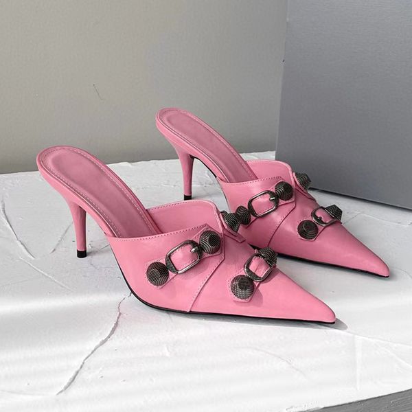 new slippers sandals studded buckle embellished shoes slip slides cowskin baotou slippers pointed toe stiletto heel luxury designers shoe fo, Black
new slippers sandals studded buckle embellished shoes slip slides cowskin baotou slippers pointed toe stiletto heel luxury designers shoe fo, Black