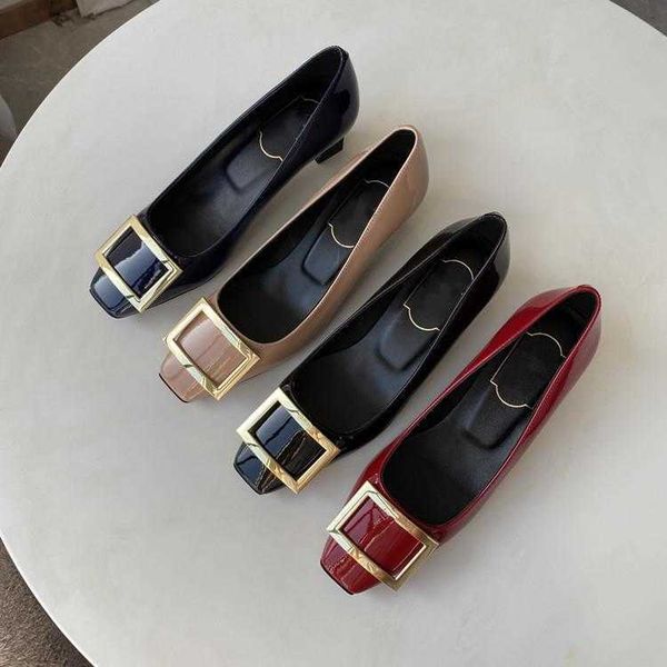 fashion versatile classic women's buckle single high s wedding square head thick flare heel flat shoes, Black
fashion versatile classic women's buckle single high s wedding square head thick flare heel flat shoes, Black