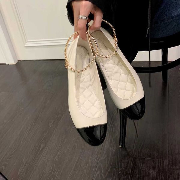 spring 2023 new small fragrance round head low heel ballet flat shoes chain foot bowl buckle mary jane single shoes for women, Black
spring 2023 new small fragrance round head low heel ballet flat shoes chain foot bowl buckle mary jane single shoes for women, Black