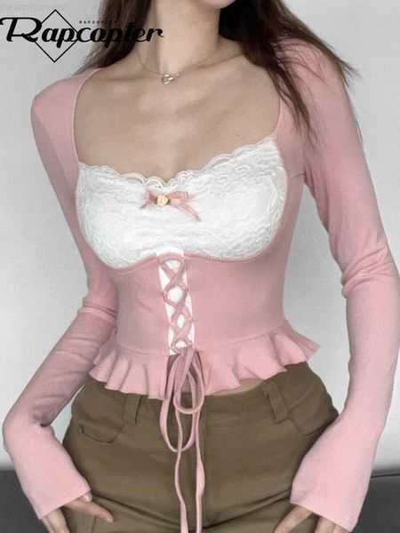 rapcopter y2k floral lace crop knitted lace up ruffles t shirt cute fairycore full sleeve tee korean chic sweet outfits new 0225, White
rapcopter y2k floral lace crop knitted lace up ruffles t shirt cute fairycore full sleeve tee korean chic sweet outfits new 0225, White