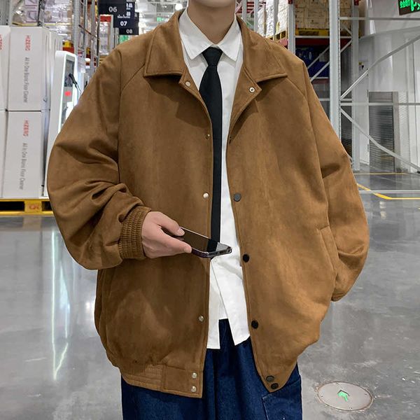 suede winter coat men's spring autumn fashion brand plush upper garment baseball suit pishuai new boys jacket m8pam8pa, Black;brown
suede winter coat men's spring autumn fashion brand plush upper garment baseball suit pishuai new boys jacket m8pam8pa, Black;brown