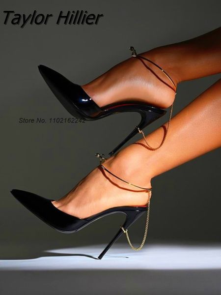 dress shoes metal chain pointed pumps shoe heel party high heels fashion light patent leather women's gladiator t-stage show 230225, Black
dress shoes metal chain pointed pumps shoe heel party high heels fashion light patent leather women's gladiator t-stage show 230225, Black