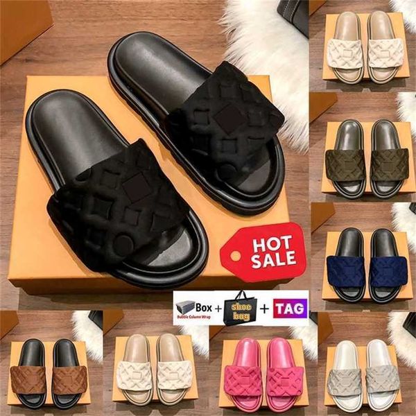 pool pillow flat comfort slippers embossed mules sandals designer slides with box men womens shoes summer nylon cool luxury slipper sandal w, Black
pool pillow flat comfort slippers embossed mules sandals designer slides with box men womens shoes summer nylon cool luxury slipper sandal w, Black