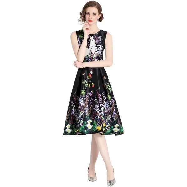2023 floral party midi dresses summer holiday robe women designer chic birthday dinner vest dress sleeveless ladies slim loose big swing coc, Black;gray
2023 floral party midi dresses summer holiday robe women designer chic birthday dinner vest dress sleeveless ladies slim loose big swing coc, Black;gray