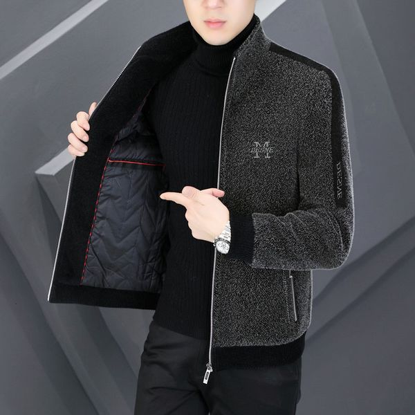men' blends winter stand collar zipper woolen jacket slim casual business coat thicken warm overcoat streetwear social clothing 230225, Black
men' blends winter stand collar zipper woolen jacket slim casual business coat thicken warm overcoat streetwear social clothing 230225, Black
