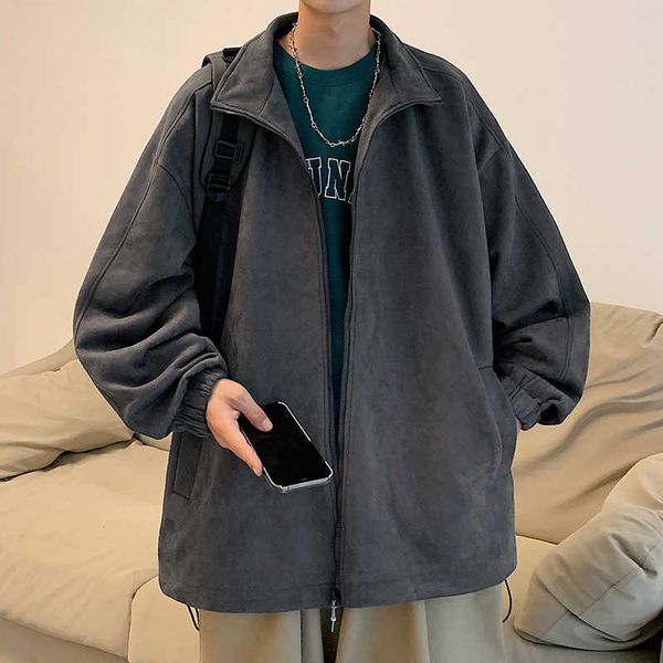 suede winter coat men's spring autumn fashion brand plush upper garment baseball suit pishuai new boys jacket bf1ibf1i, Black;brown
suede winter coat men's spring autumn fashion brand plush upper garment baseball suit pishuai new boys jacket bf1ibf1i, Black;brown
