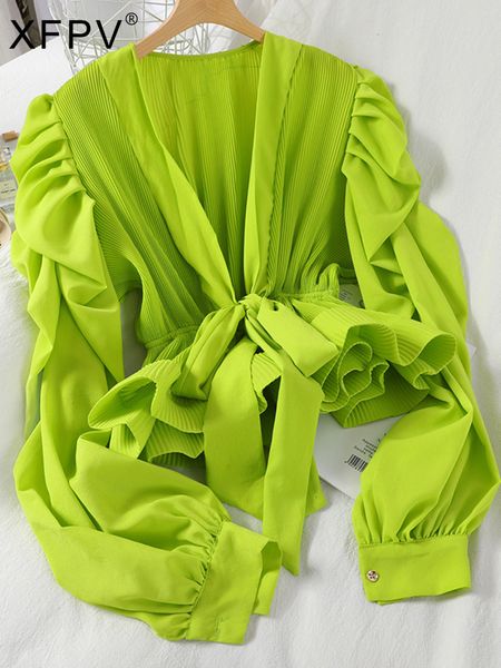women's blouses shirts xfpv spring summer arrivals temperament strap waist closed solid color bow shirt women's puff long sleeve s, White
women's blouses shirts xfpv spring summer arrivals temperament strap waist closed solid color bow shirt women's puff long sleeve s, White