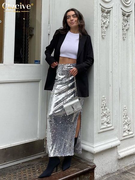 skirts clacive fashion slim sliver women's elegant high waist midi streetwear sequins slit faldas female clothing 230225, Black
skirts clacive fashion slim sliver women's elegant high waist midi streetwear sequins slit faldas female clothing 230225, Black